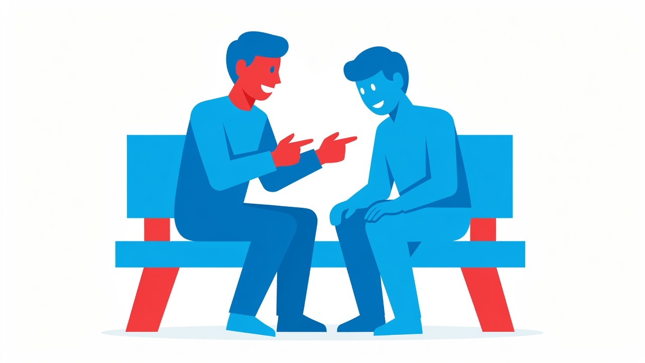 Two students in a genuine empathetic conversation, one listening fully to the other