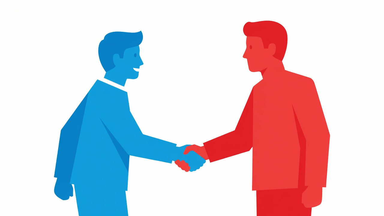 Student confidently greeting an adult with a handshake and eye contact