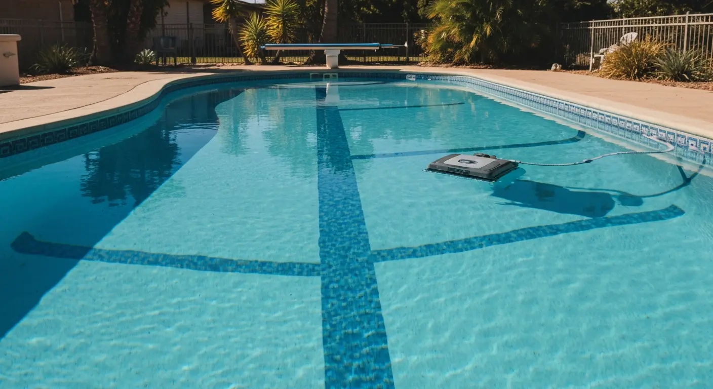 Pool robot vacuum cleaning pool