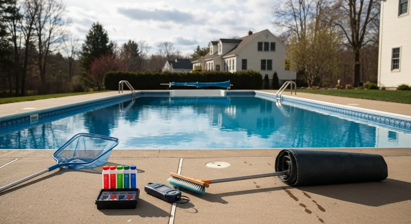 Pool opening preparation in Richmond VT