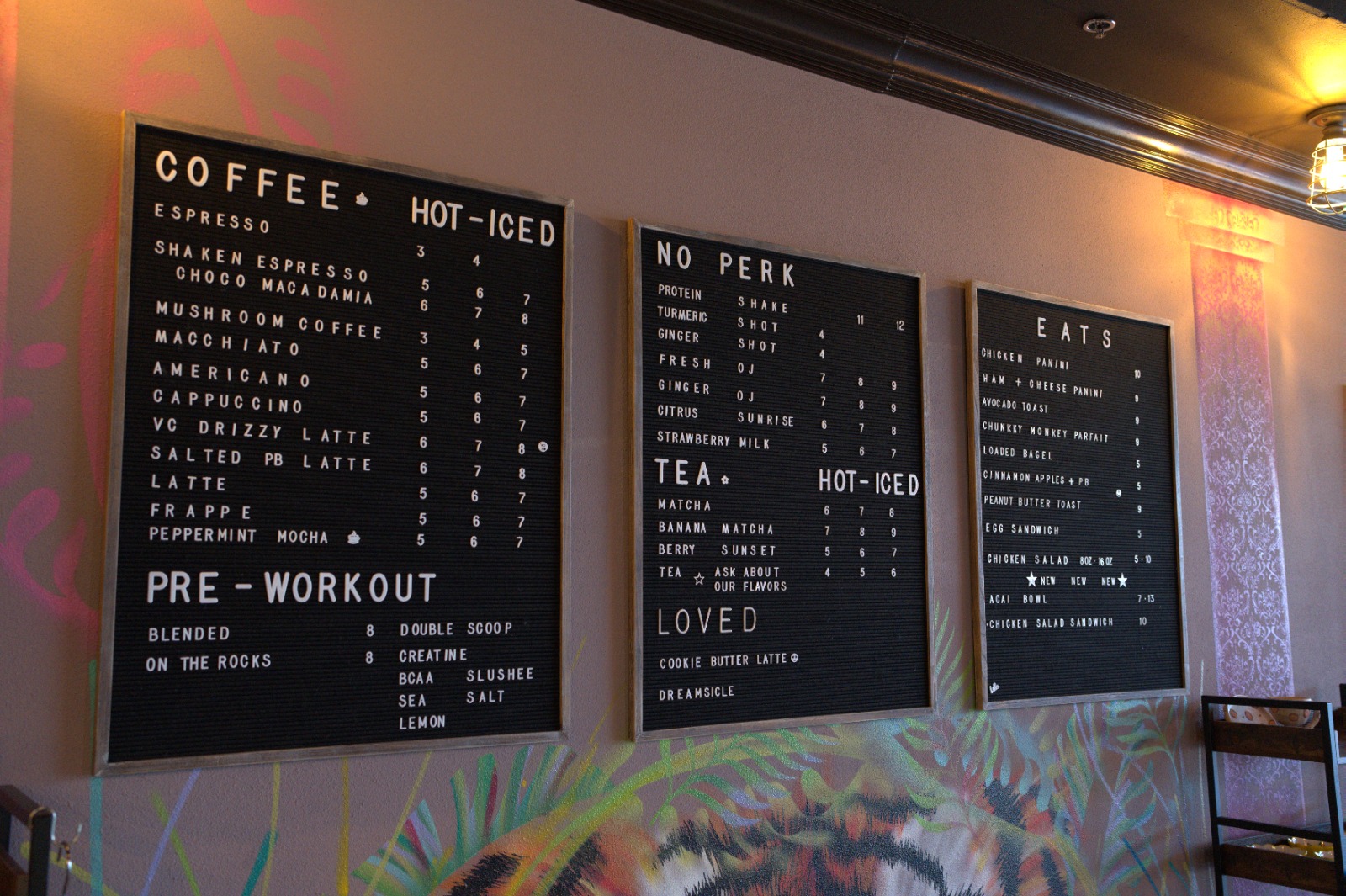 TG Cafe menu boards