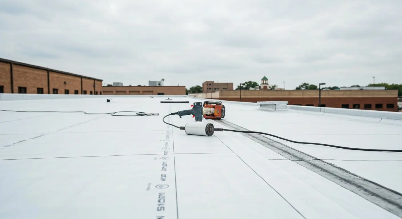 Commercial flat roofing installation