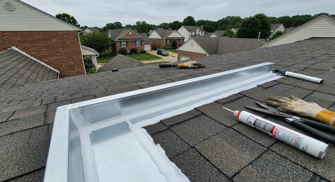 Roof flashing repair work