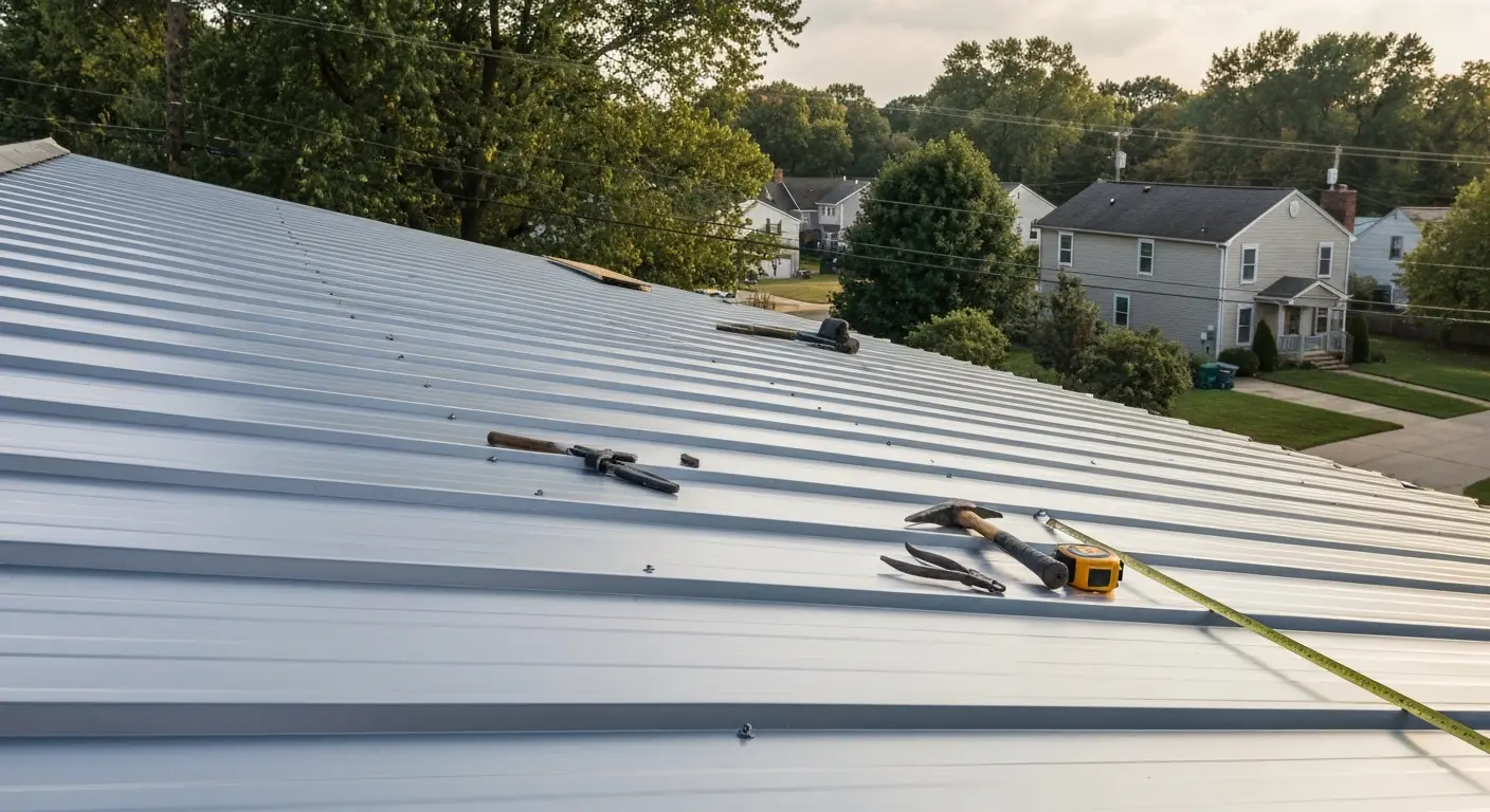 Metal roof installation project