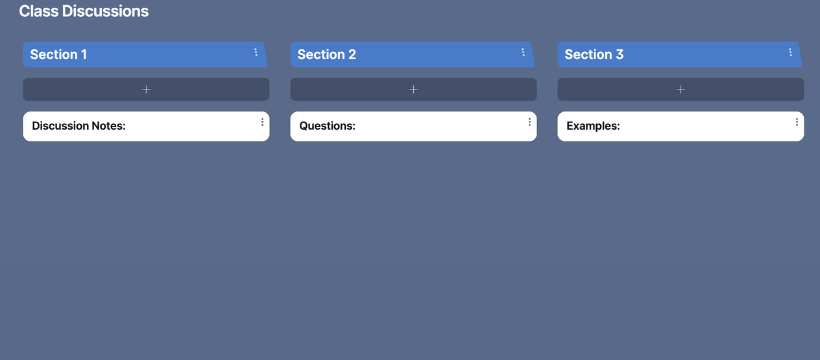 Padlet with three posts. Post #1 Discussion. Post #2 Questions. Post #3 Examples