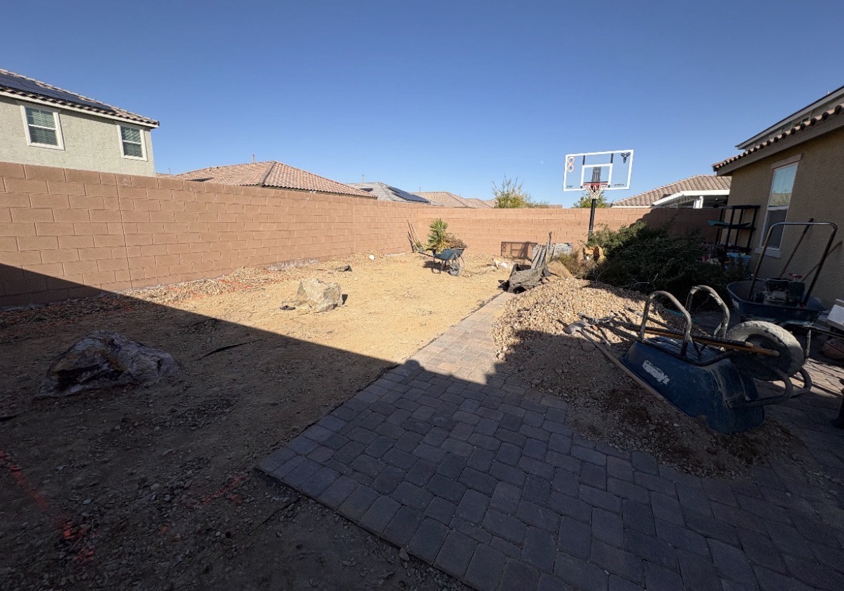 Backyard before a Vegas Knight yard transformation