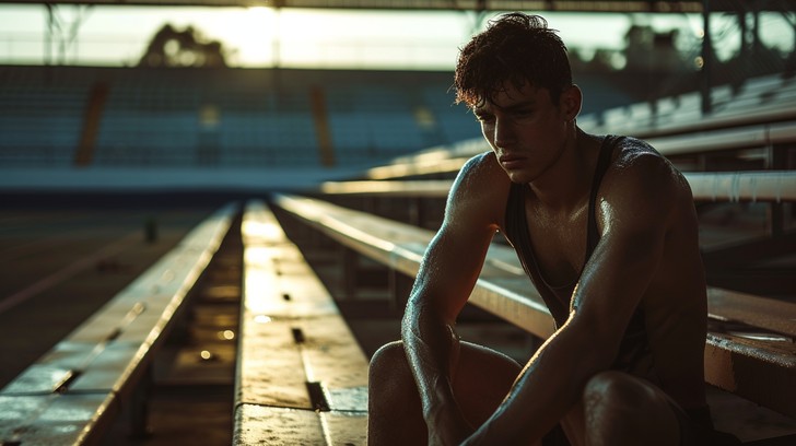 Atleta che recupera dopo lo sforzo