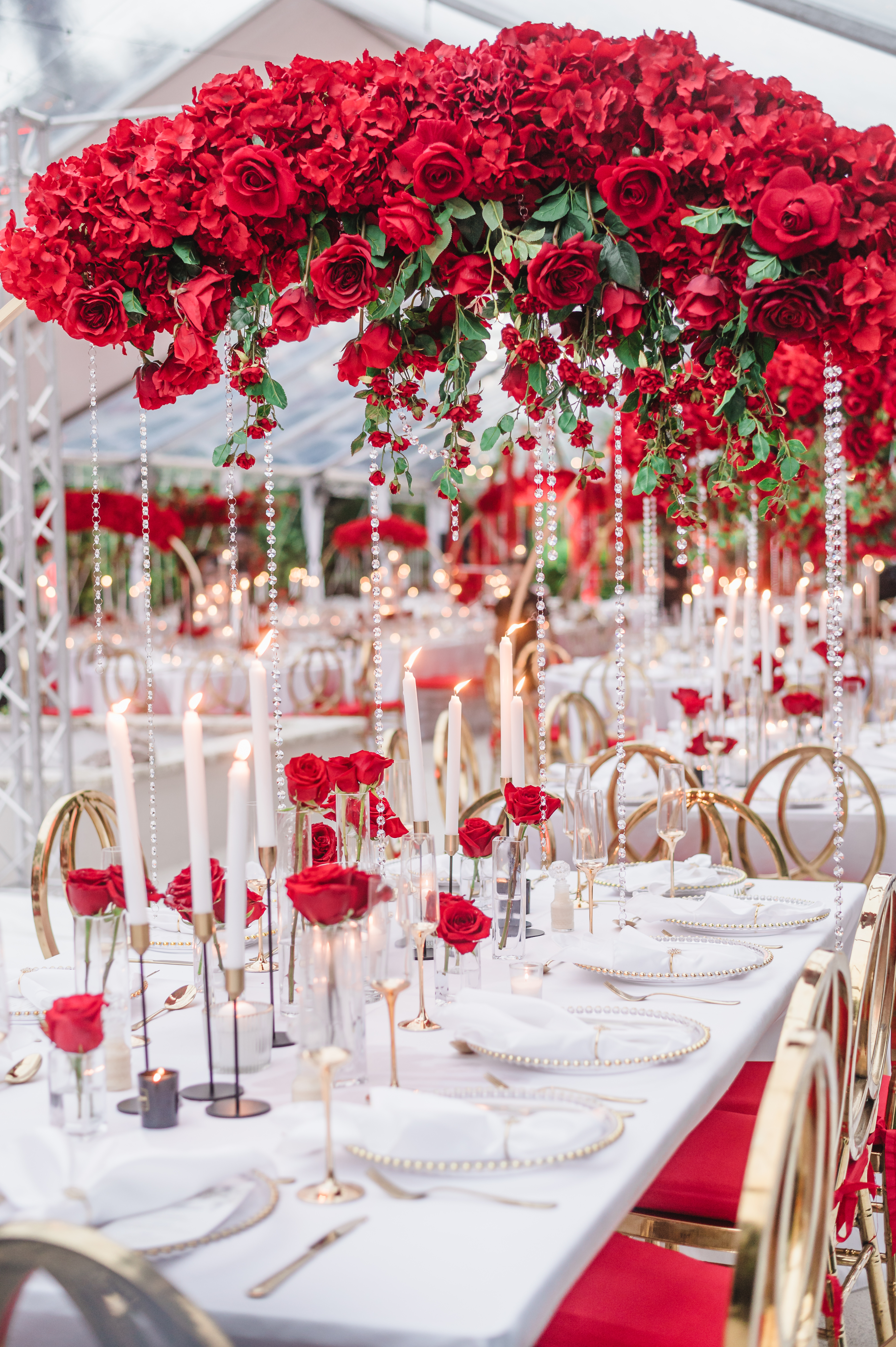 Red rose floral installation