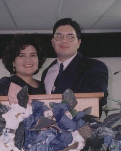 An early photo of a couple at a church pulpit