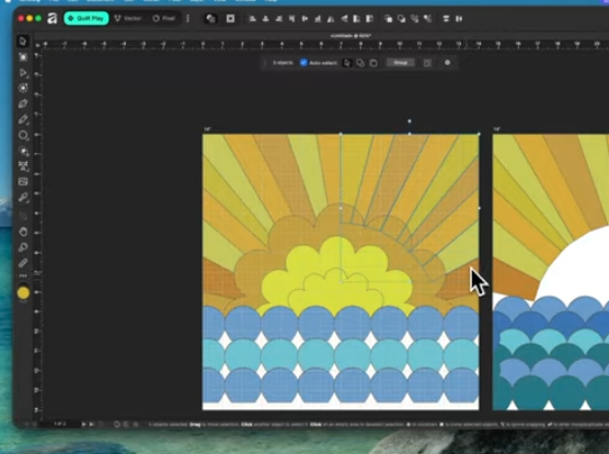 Digital quilt design created in Affinity Designer for a summer-themed mini quilt challenge.