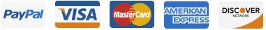 PayPal, Visa, Mastercard, American Express and Discover accepted