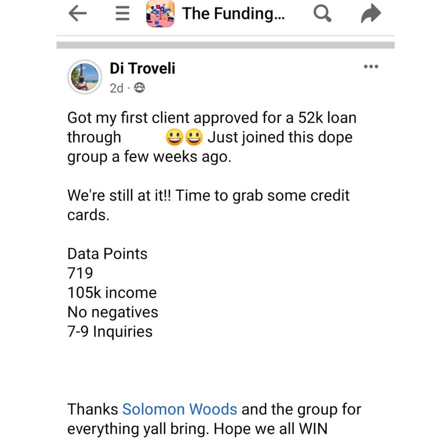 Community post: first client approved for a $52k loan