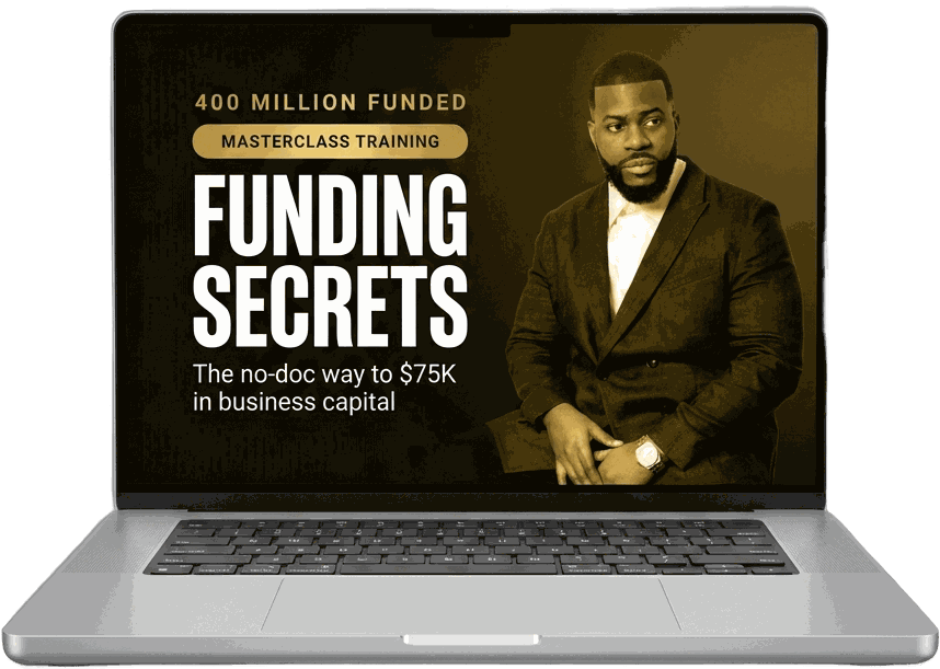 Funding Secrets Masterclass on a laptop