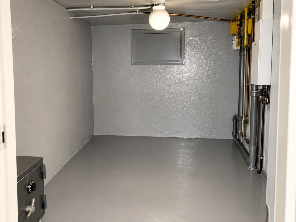 Droge kelder met epoxy vloer en wanden na de lekkage in de regio Rotterdam