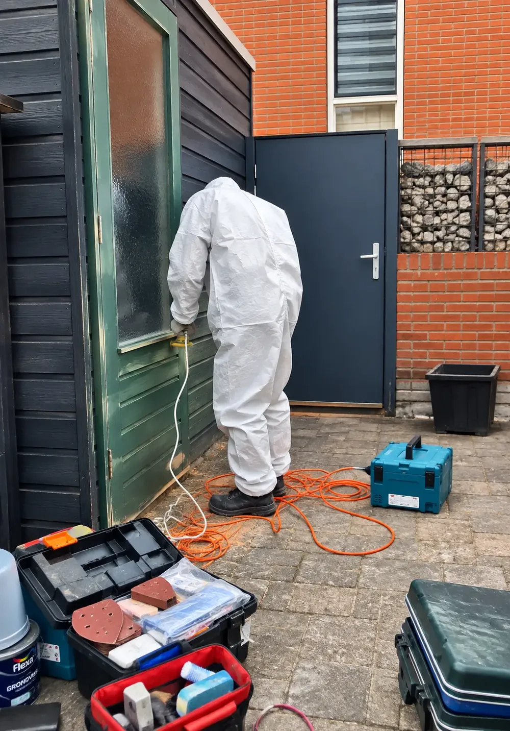 Buitendeur voorbereid voor schilderwerk in de regio Rotterdam