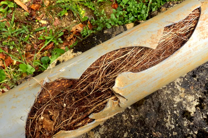 Sewer line full of roots that needed replacement in Barrie,ON