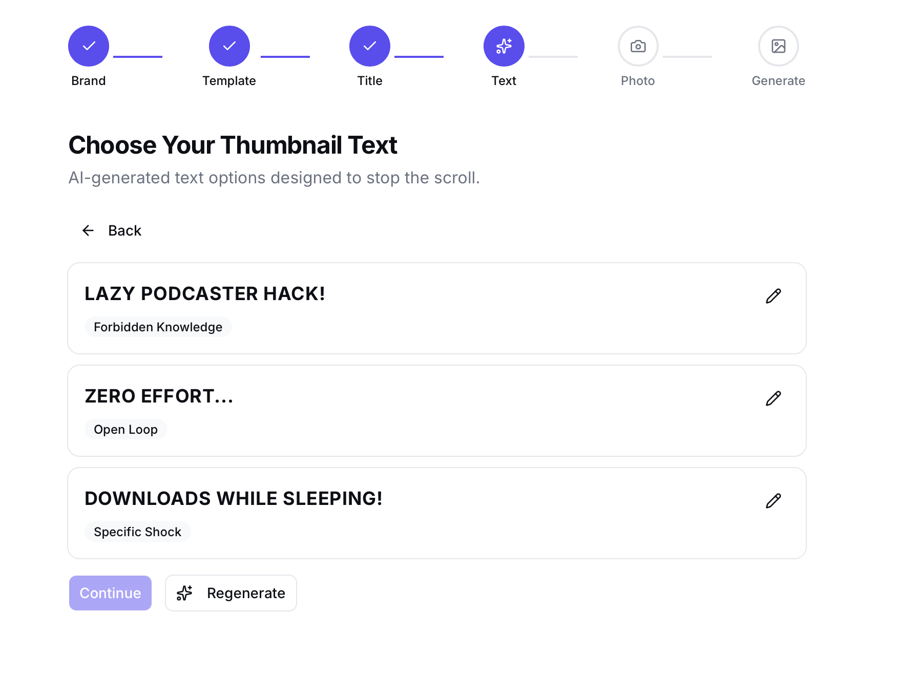 Step 3: Choose your thumbnail text