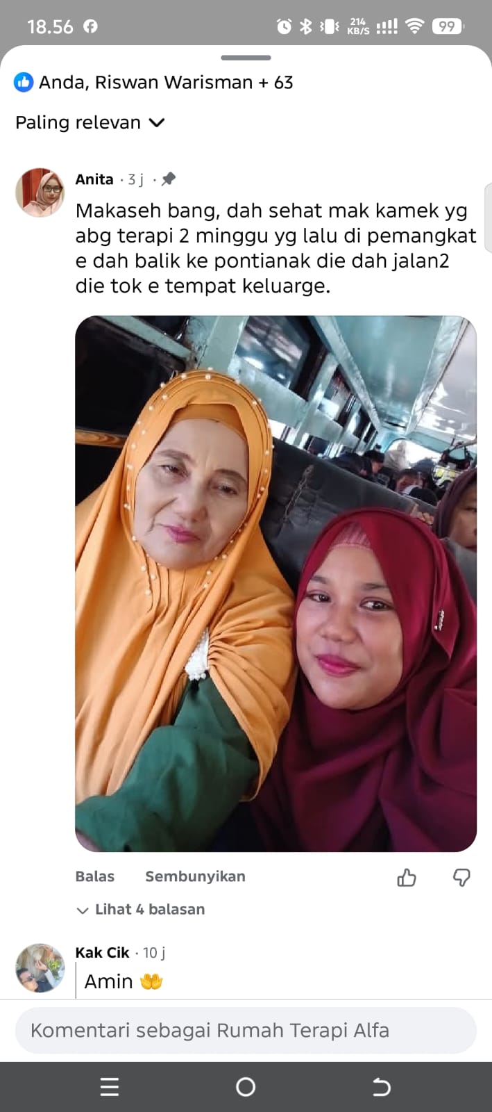 Tangkapan layar testimonial Anita