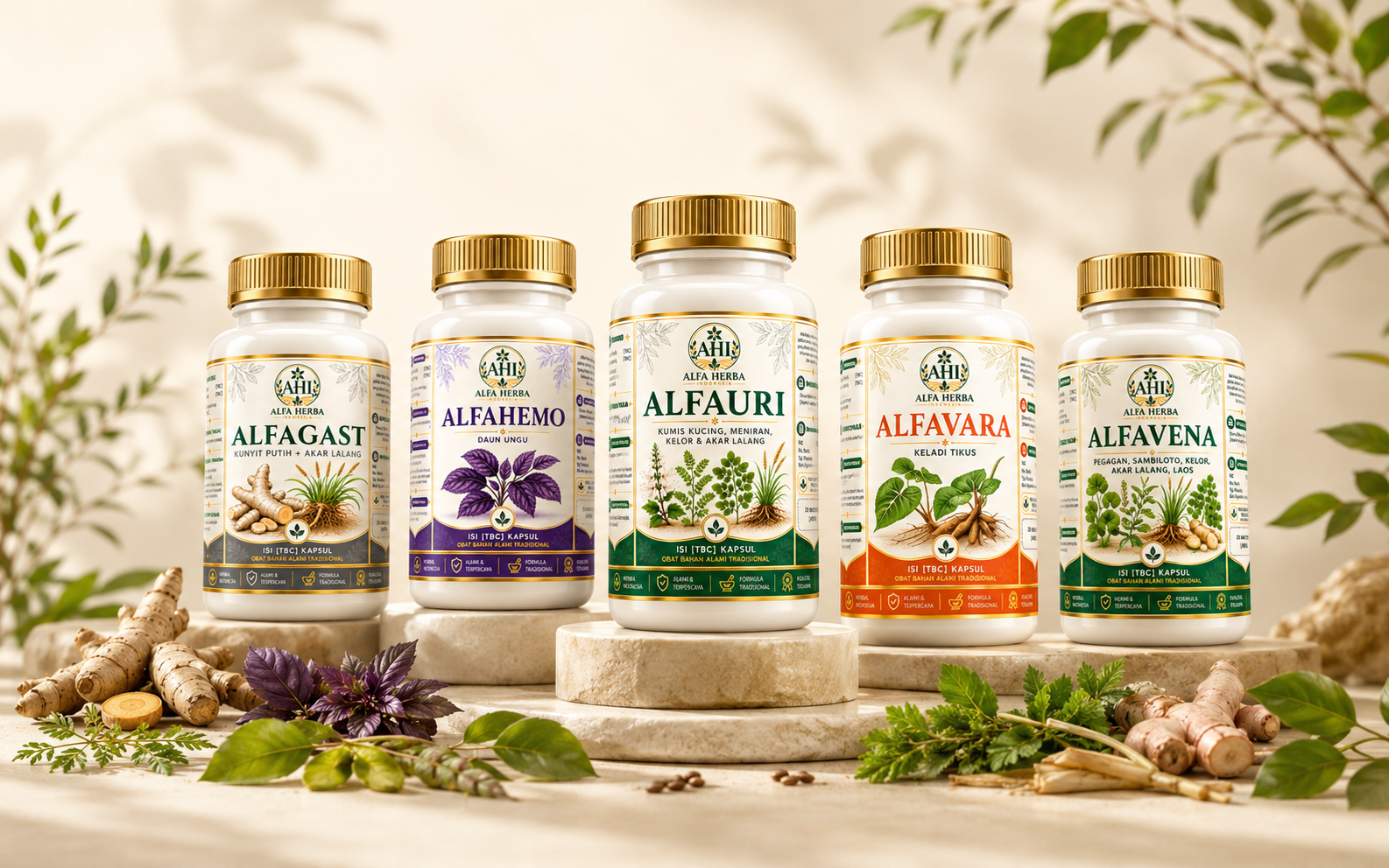 Rangkaian produk herbal ALFA HERBA INDONESIA dari RUMAH TERAPI ALFA