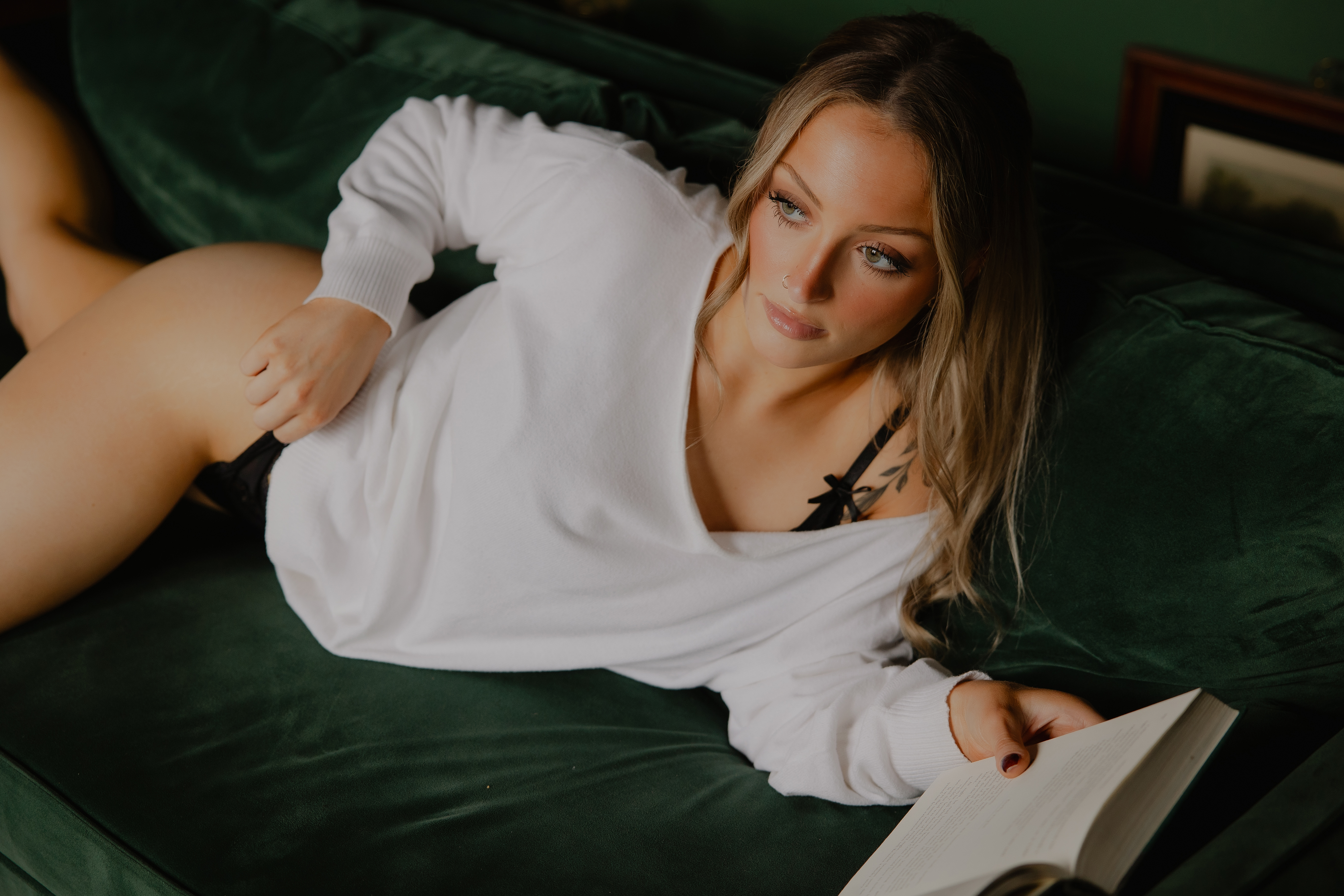 girl laying on the couch 