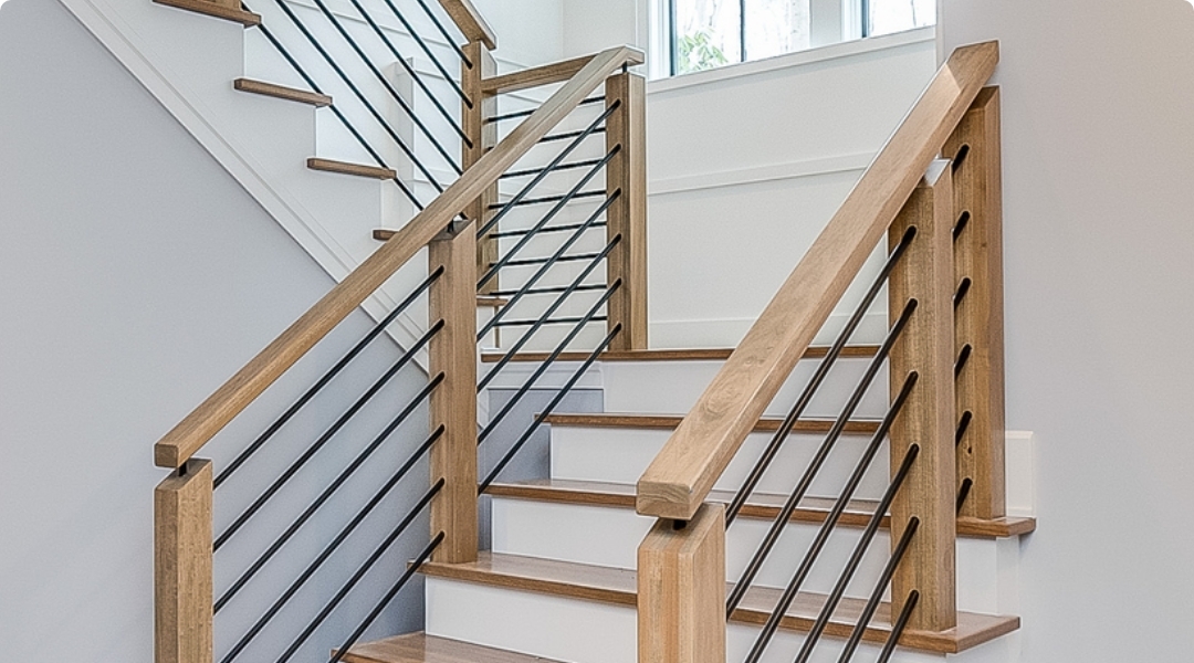 Stair railing with graspable handrail installed in Thornton, CO