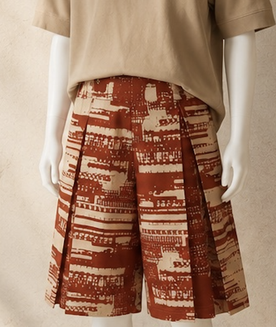 Cross Pleated Culottes on the form, custom fabrication