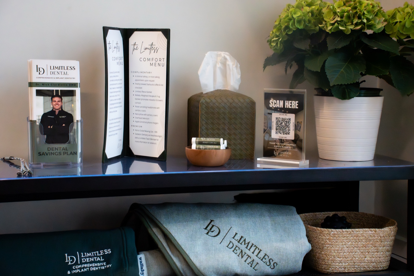 Limitless Dental Comfort Menu, the in-operatory amenities card patients receive at every visit