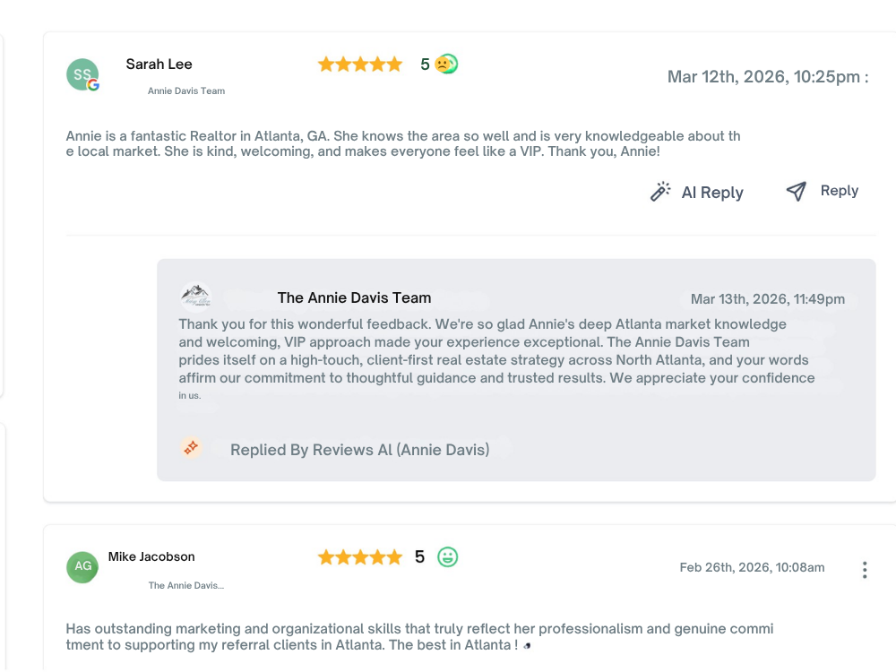 AI responding to 5-star reviews in the agent's voice
