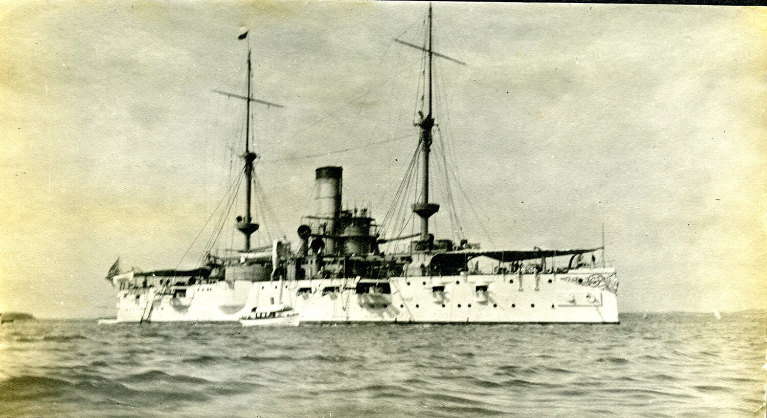 USS Texas, First-Class Battleship, at Anchor, c. 1900-1905