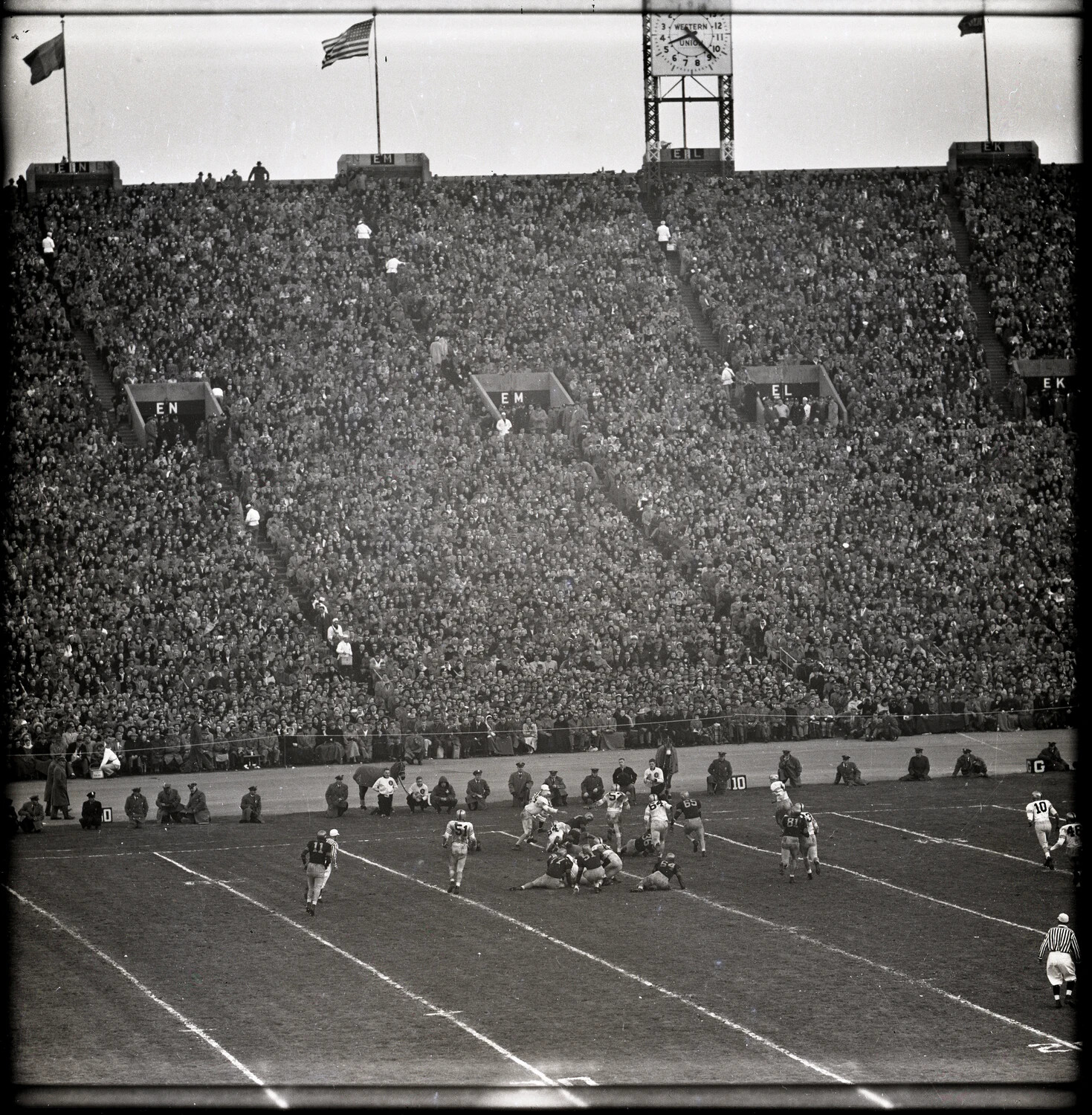Army-Navy Football Game, Crowded Stadium View, 1940s