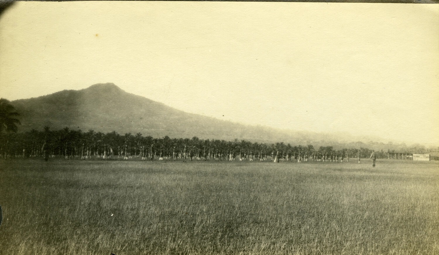 Parade Ground or Encampment View with Distant Troop Formation, Philippines, Early 1900s (Carl Stone Philippine Scouts Collection)