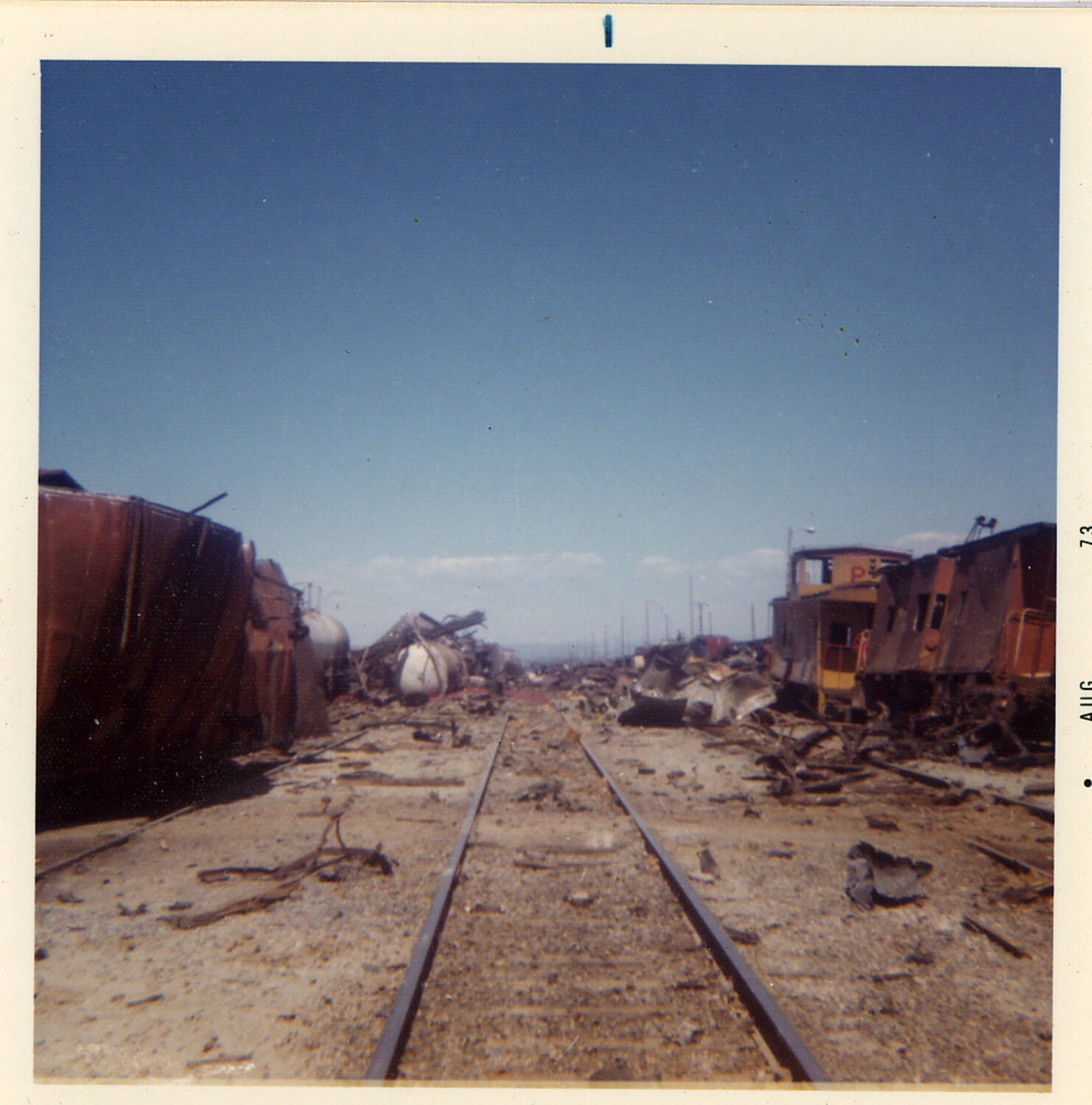 Aftermath of Roseville Yard Munitions Train Explosion, Roseville, California, August 1973