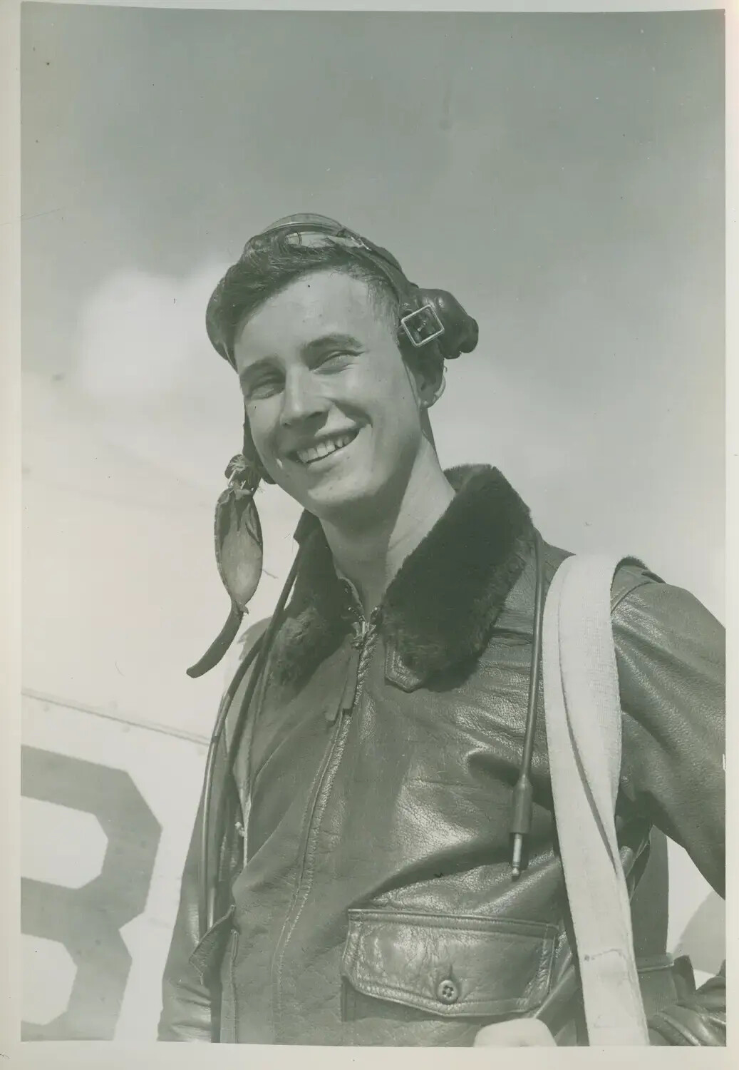 Portrait of Smiling U.S. Navy Aviator Aboard USS Petrof Bay (CVE-80), World War II