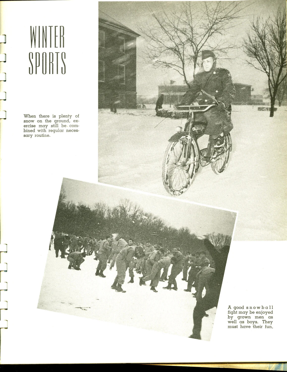 Winter Sports at Scott Field: Snow Bicycling and a Mass Snowball Fight