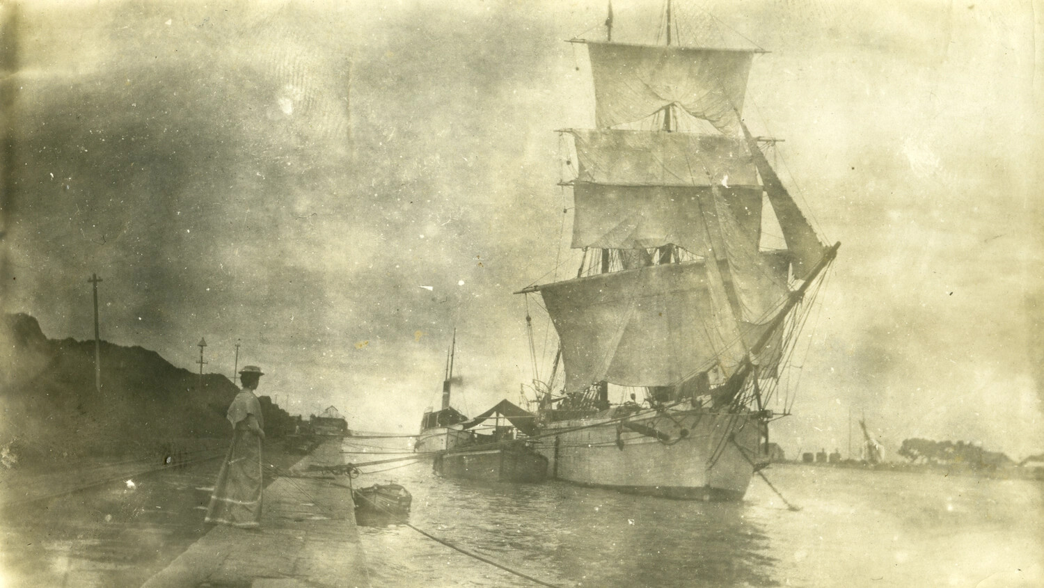 Sailing Ship Moored at a Philippine Quay, Early 1900s — Carl Stone Collection