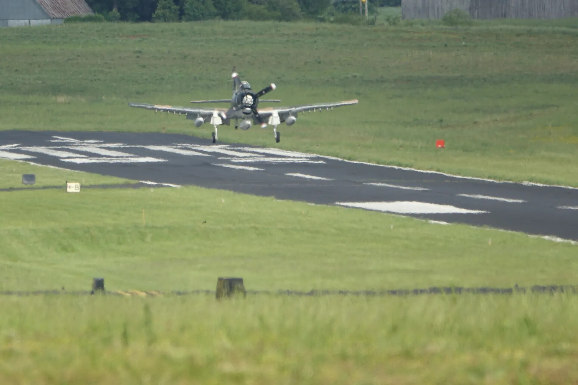 Douglas A-1 Skyraider on Takeoff Roll, Head-On View, May 2019 Fly-In Event