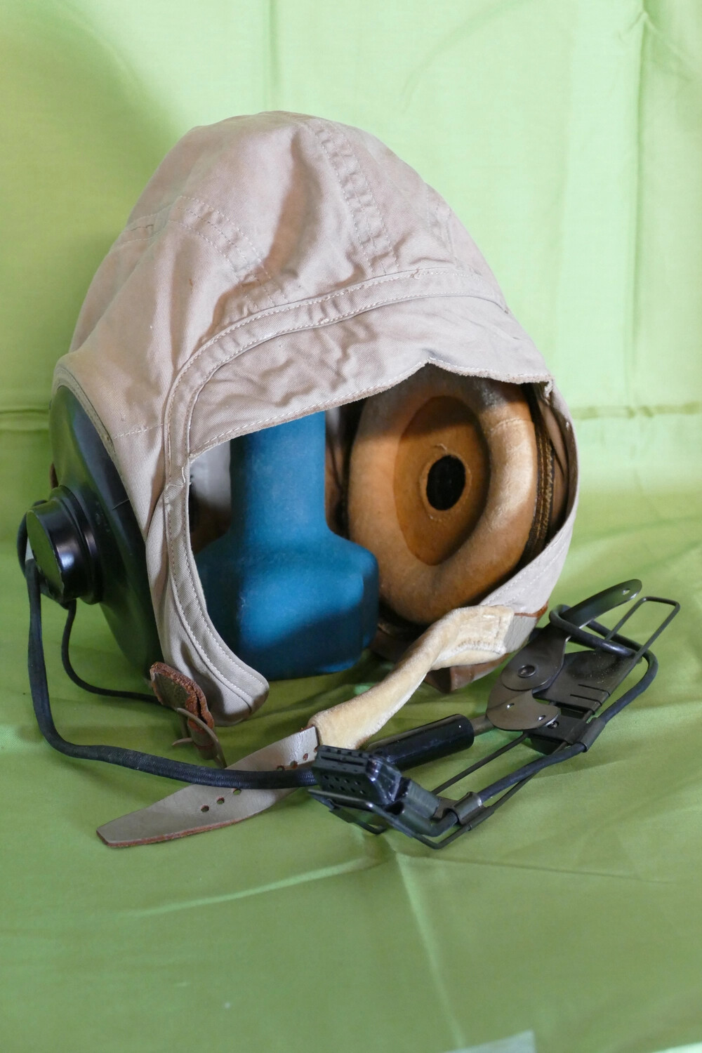 U.S. Navy Cloth Flying Helmet with Boom Microphone and Headset - Lt. Bancroft Korean War Collection