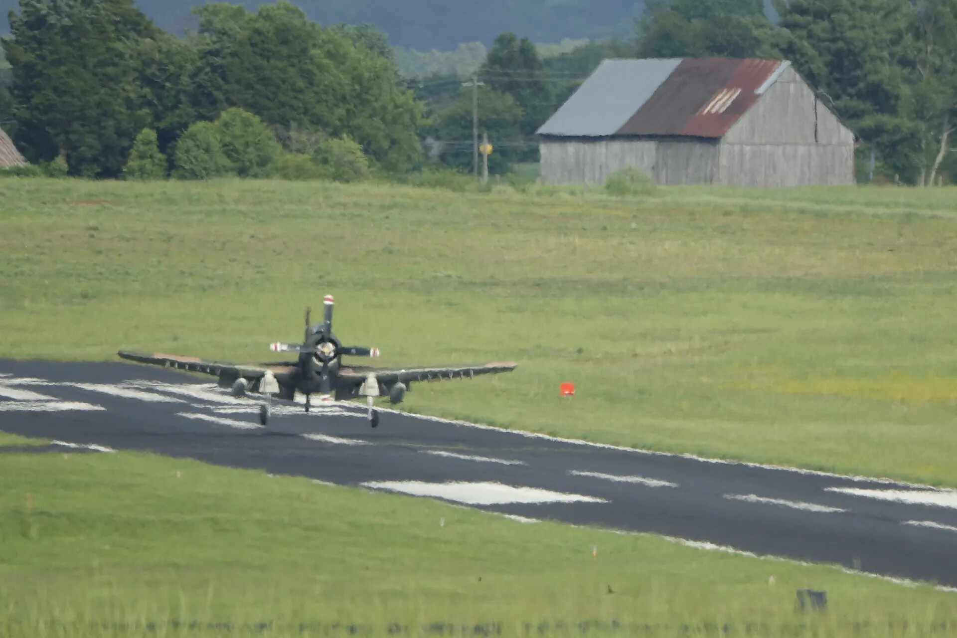 A-1 Skyraider-type Warbird on Takeoff/Landing Roll, May 2019 Reunion Fly-In