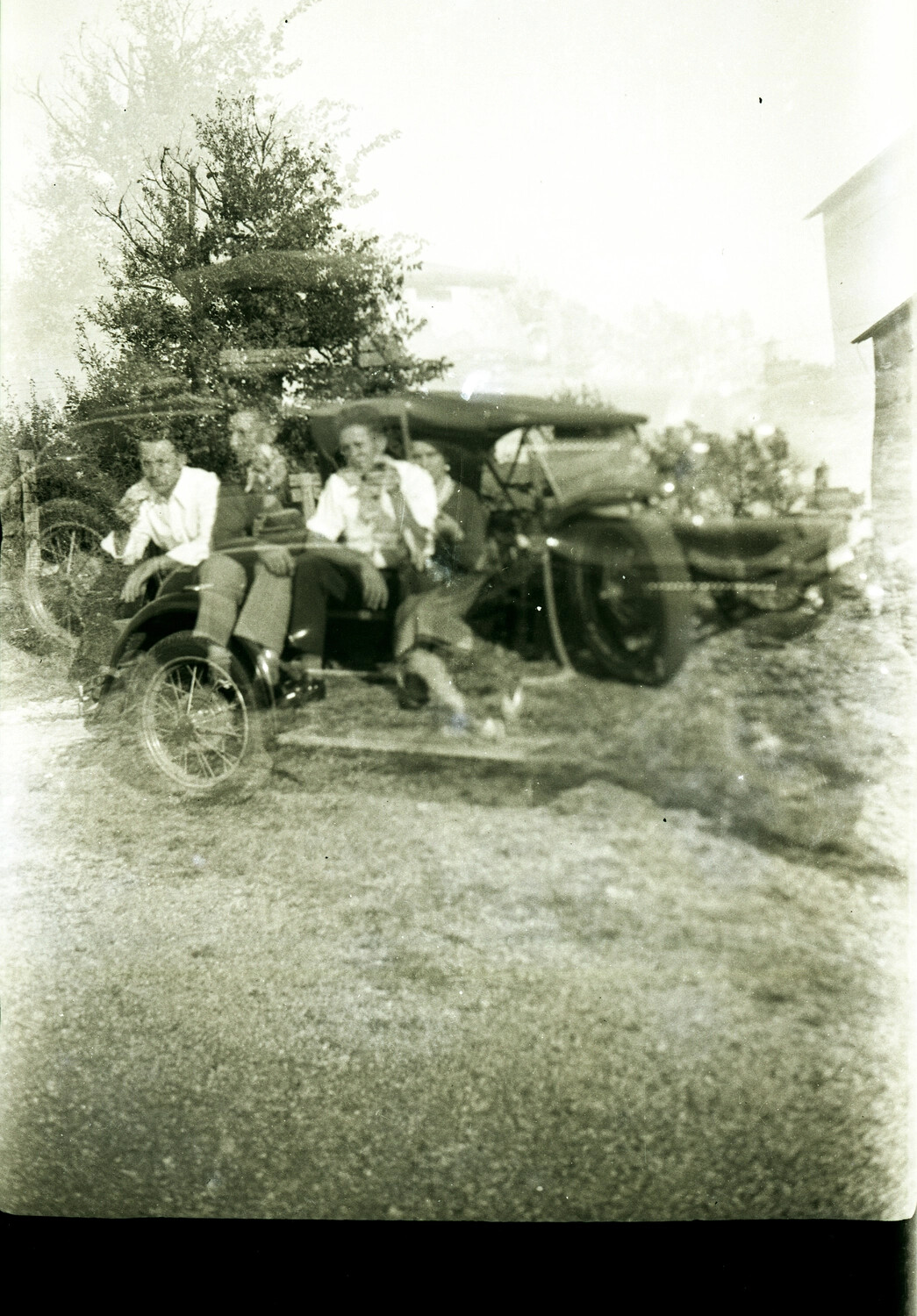 U.S. Navy Personnel Posing with an Automobile, China, 1930s (Double Exposure)