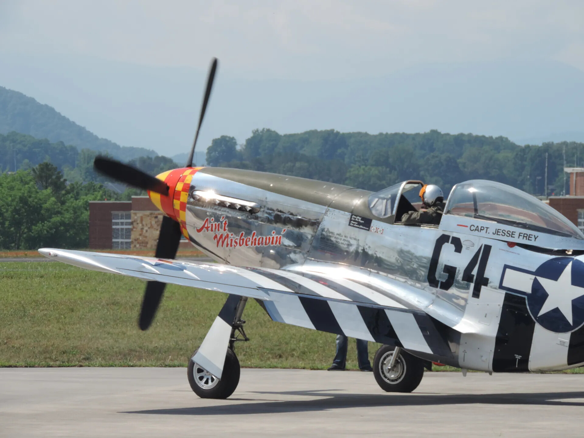 North American P-51 Mustang 'Ain't Misbehavin'' Taxiing at Air Show, Tennessee, 2014