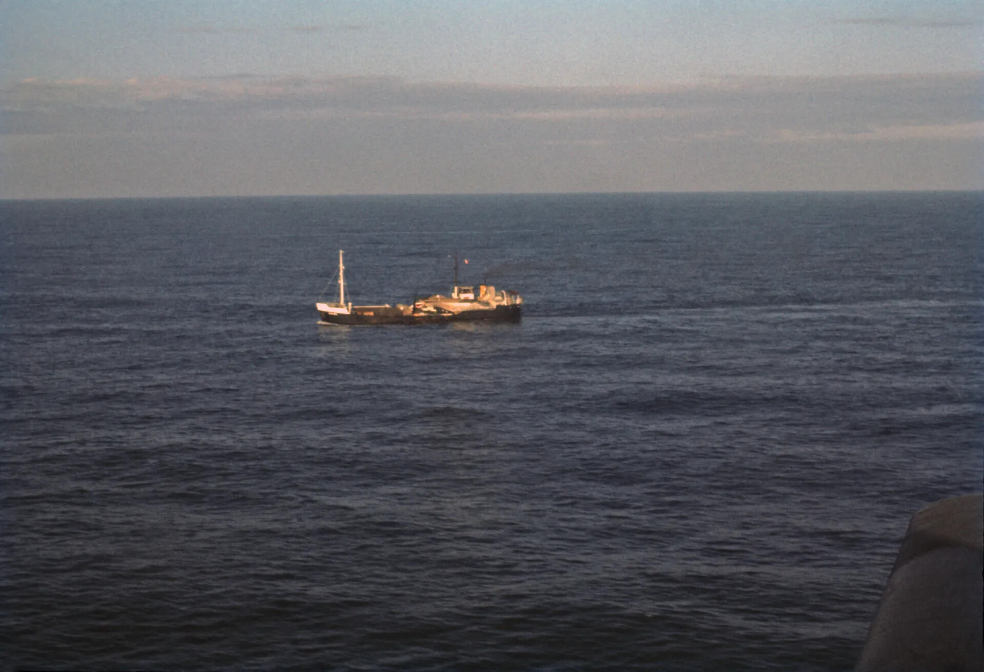Aerial Photograph of Small Vessel at Sea, Don Engebretsen Slide Collection (1969)