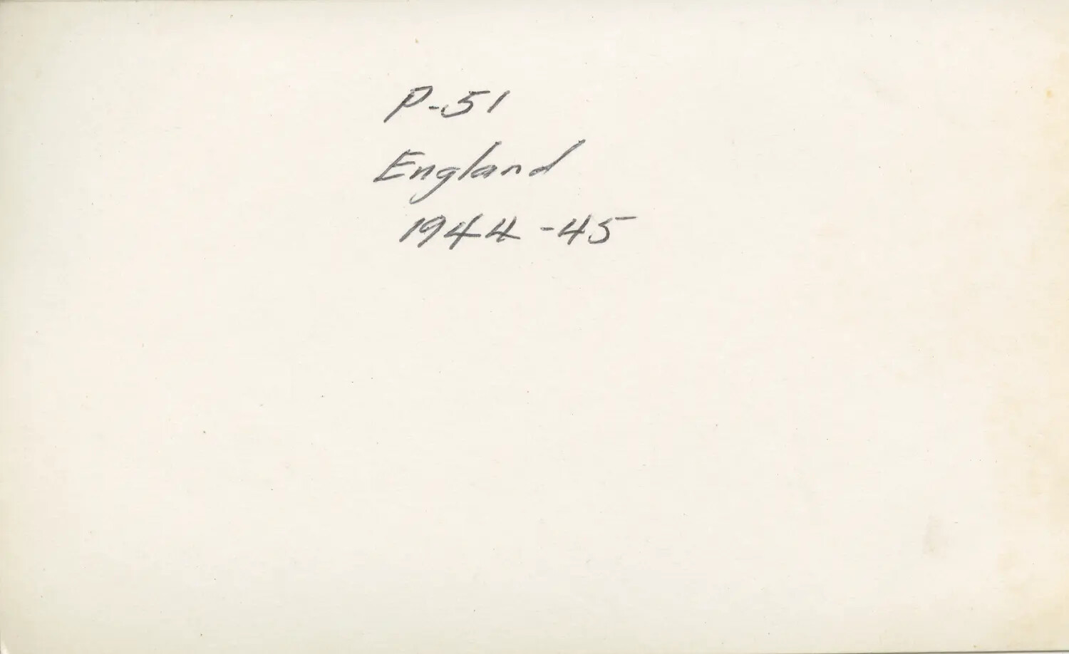 Archival Caption Card: 'P-51, England, 1944-45'