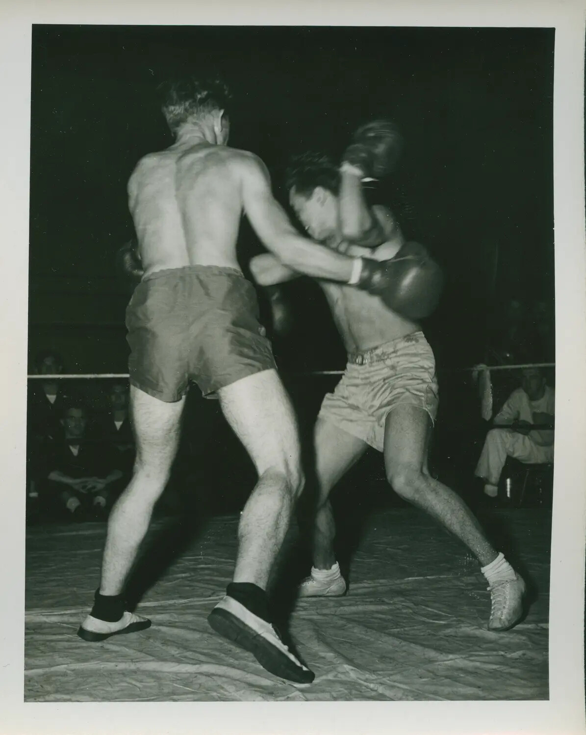 Sailors Boxing in Shipboard Match, USS Petrof Bay (CVE-80), WWII