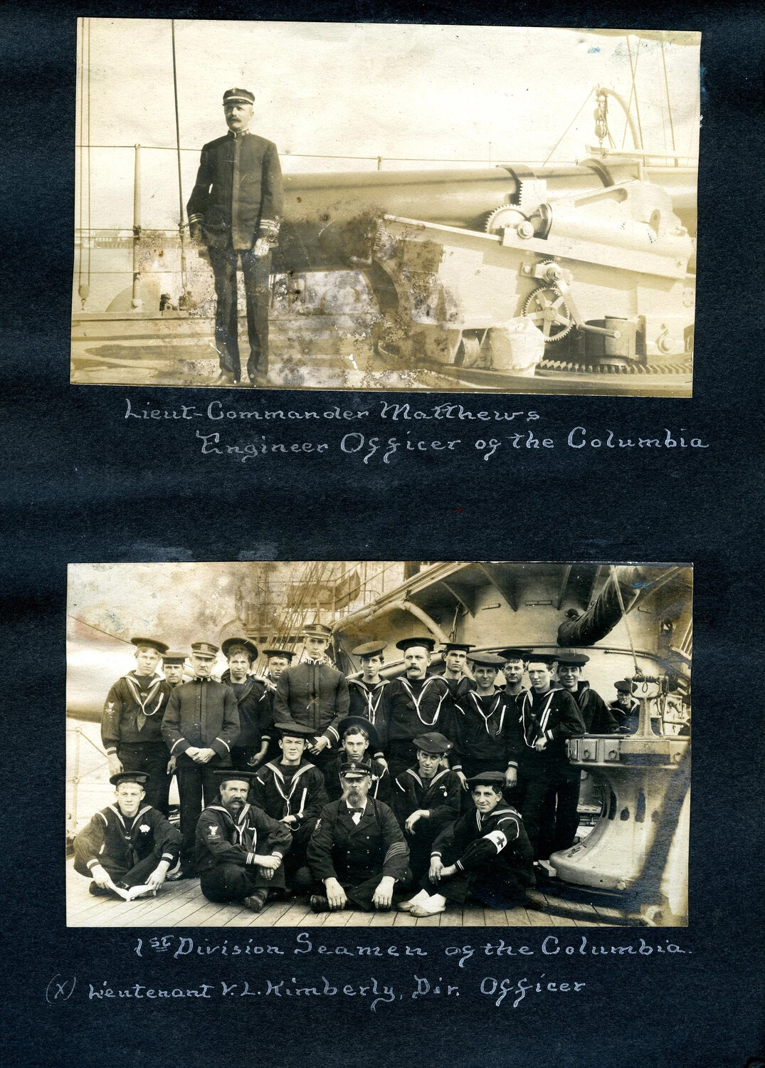 Lieut.-Commander Matthews and 1st Division Seamen of USS Columbia - Officer and Crew Portraits