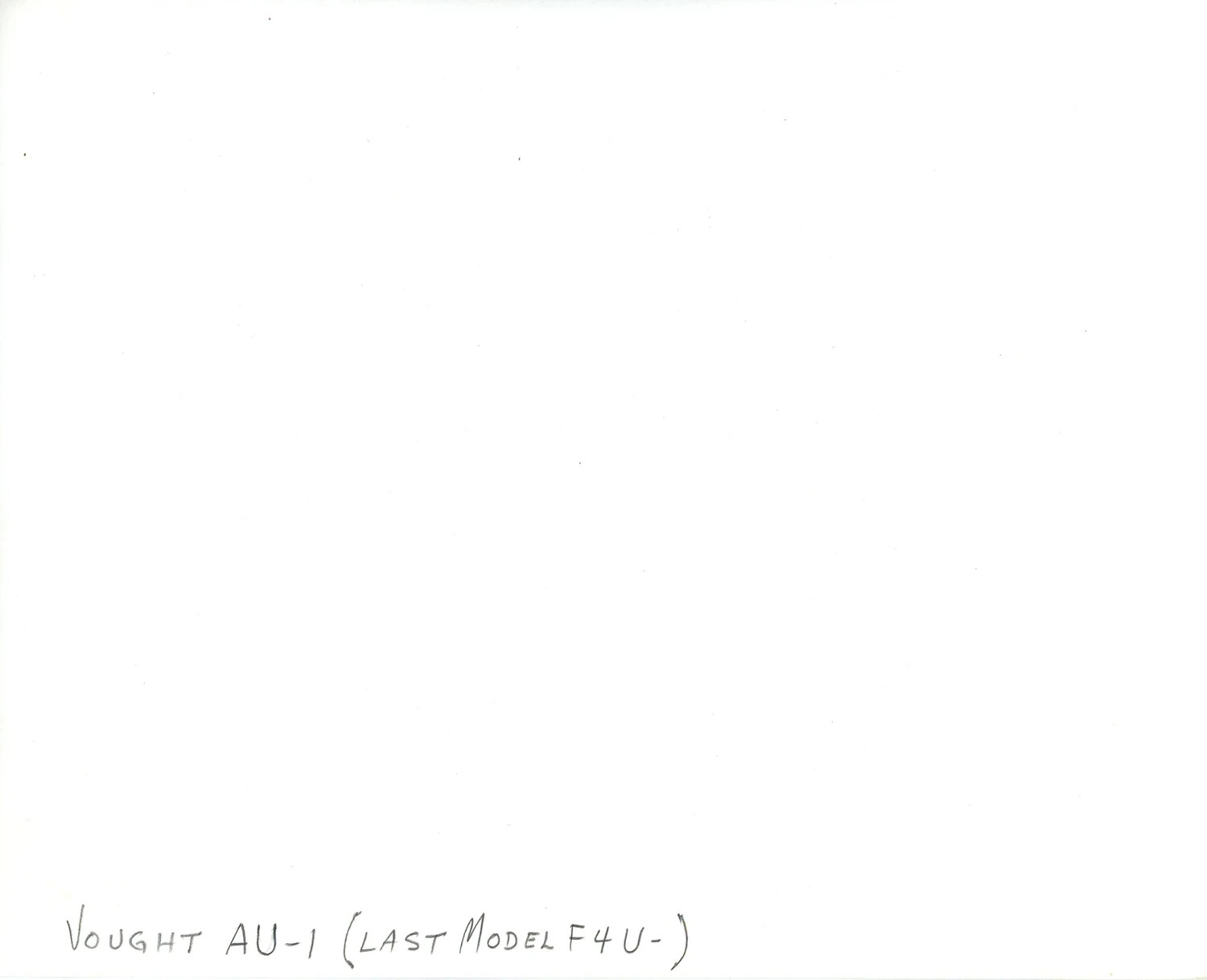 Caption Card for Vought AU-1 Corsair Photograph (Image Missing/Blank)