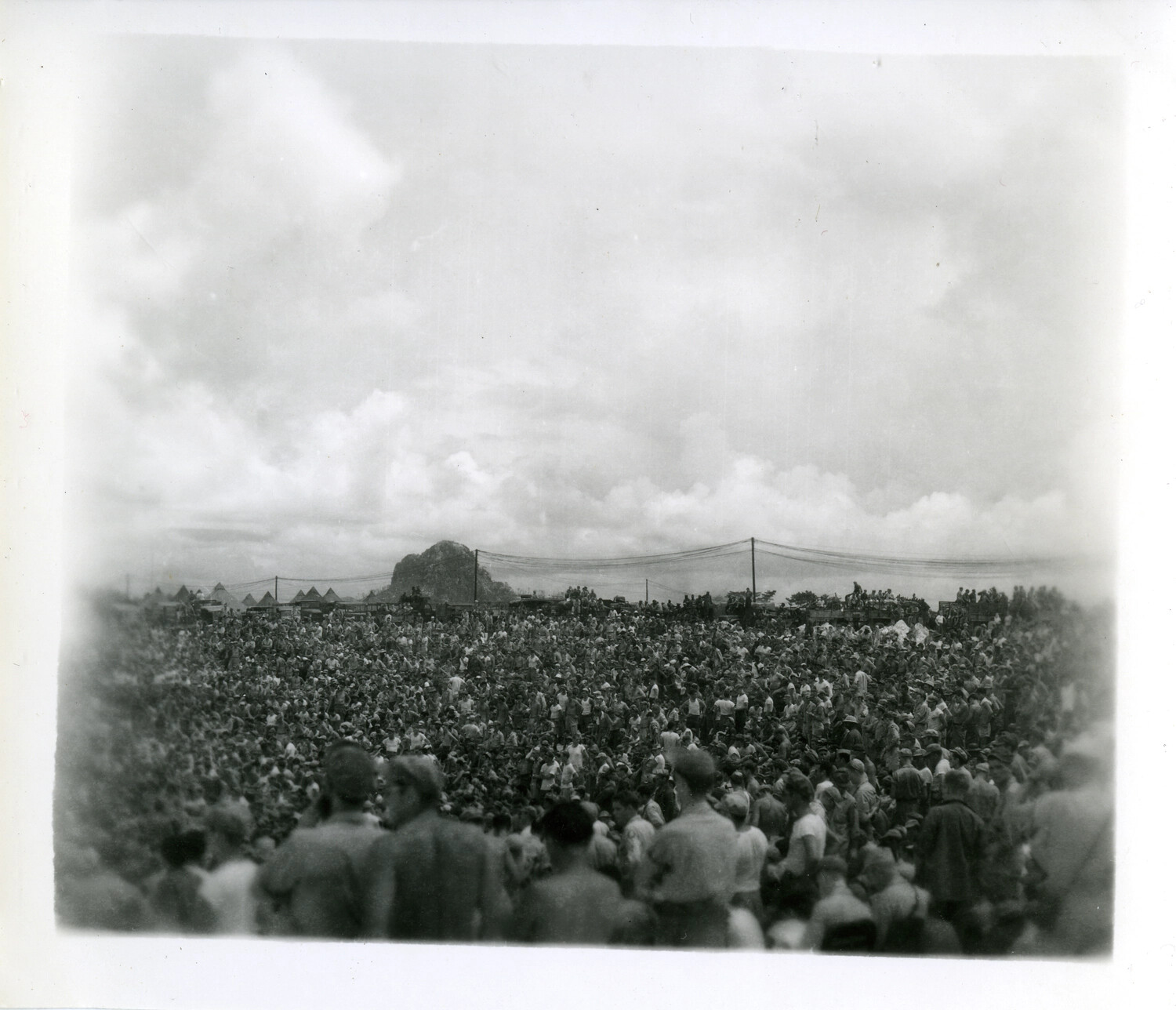Massive Crowd of American Servicemen Gathered at Ie Shima, August 1945