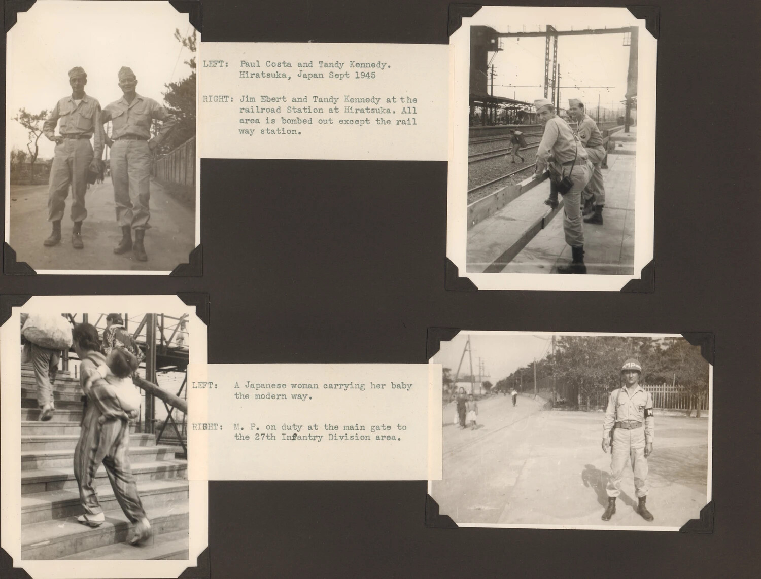 27th Infantry Division Personnel in Occupied Hiratsuka, Japan, September 1945 — WWII Photo Album Page