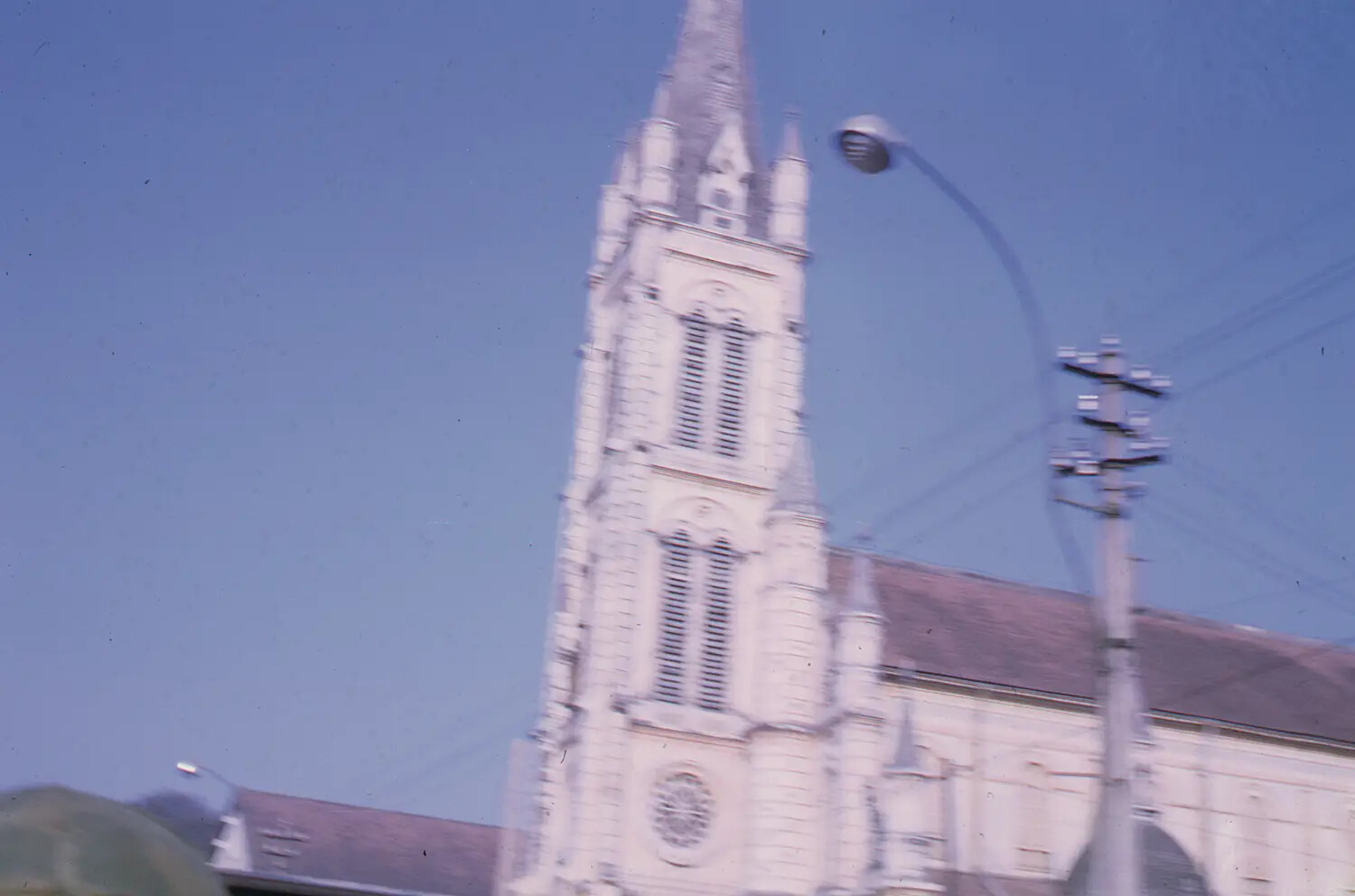 French Colonial Gothic Revival Church Tower, South Vietnam, Tet Offensive Era 1968