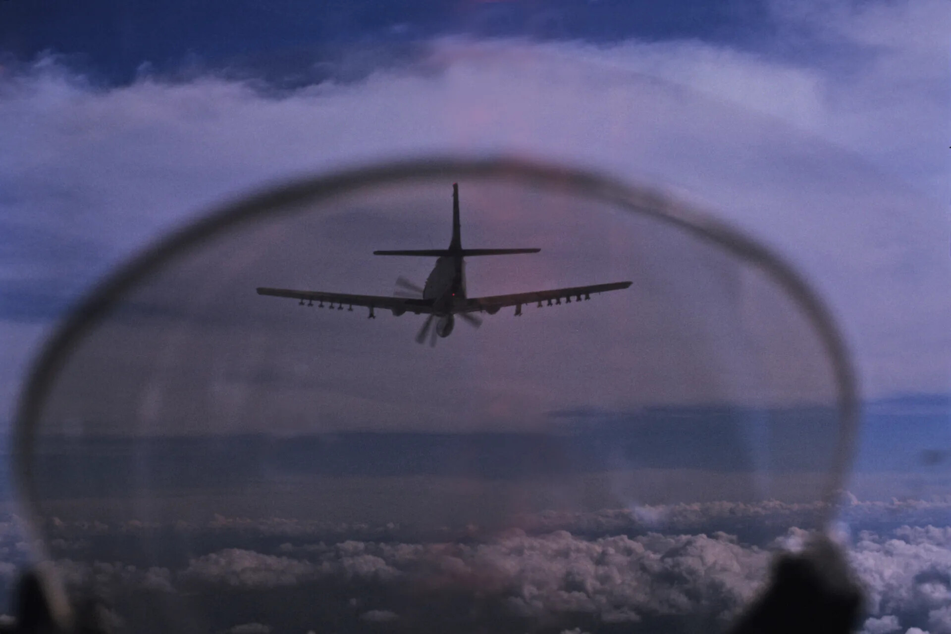 Douglas A-1 Skyraider Climbing Away, Framed Through Cockpit Glazing, Southeast Asia, circa 1970