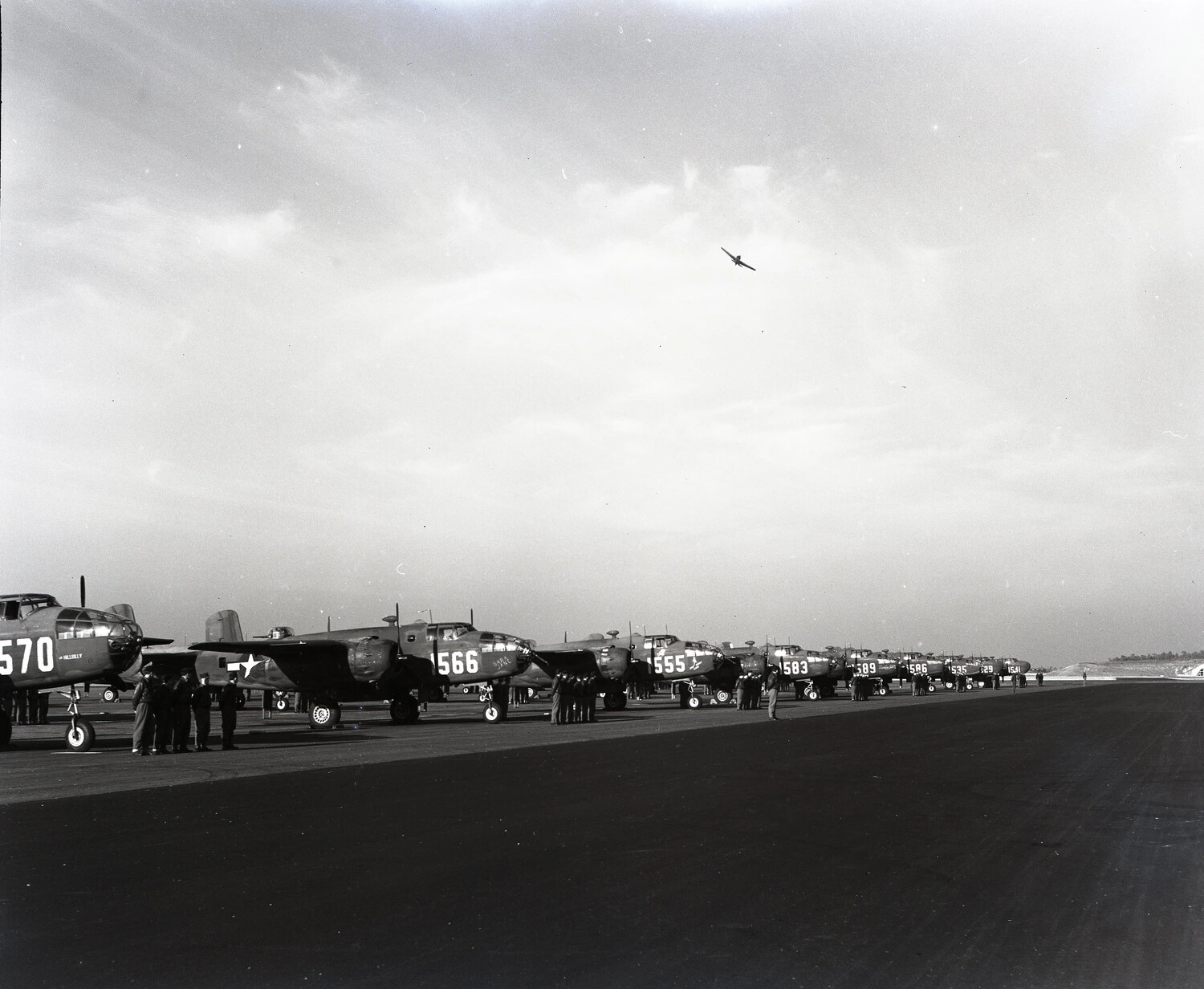 B-25 Mitchell Bombers Lined for Formation Review, China-Burma-India Theater, World War II